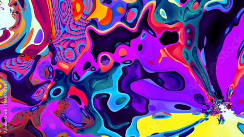 Fototapeta Naklejka Na Ścianę i Meble -  Psychedelic colorful abstract fluid and liquid fractal background 