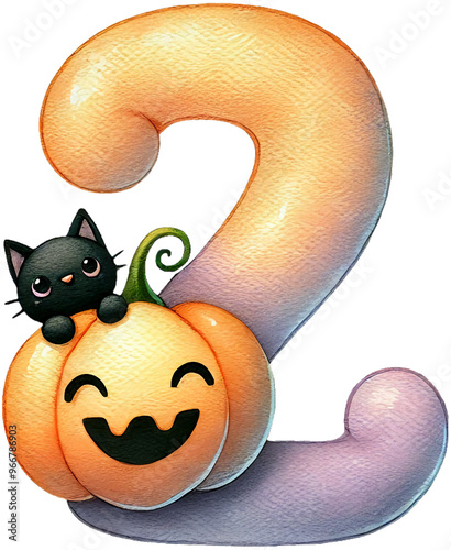 Zany Halloween Delight: Pumpkin and Black Cat in Letter Z photo