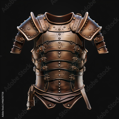 Medieval Leather Armor with Buckled Straps and Rivets 