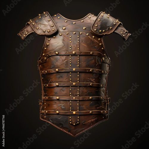 Worn Leather Medieval Chestplate Armor with Shoulder Plates 