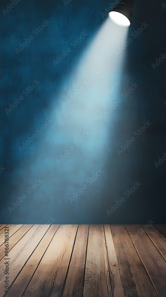 Spotlight arrangement on blue wall Spotlight arrangement on blue wall