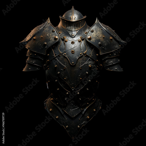 Full knight armor with ornate shoulder plates and chest protection 