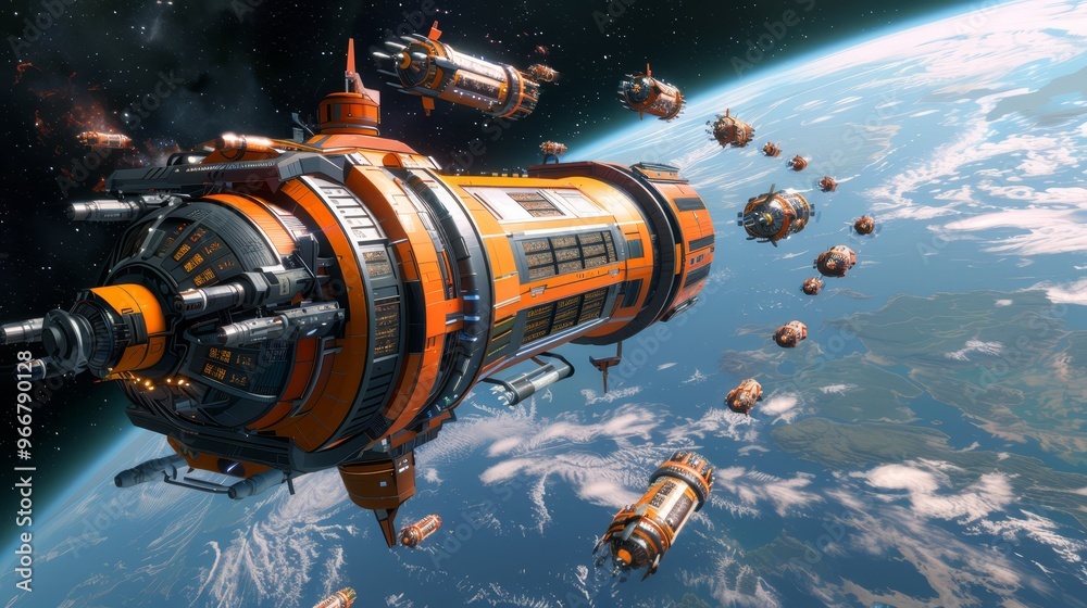 Massive floating data centers storing and processing information from across the galaxy, ensuring the smooth operation of a space colony Massive floating data centers storing and processing information from across the galaxy, ensuring the smooth operation of a space colony