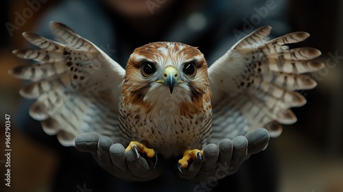 A Close-up of a Hawk with Spread Wings