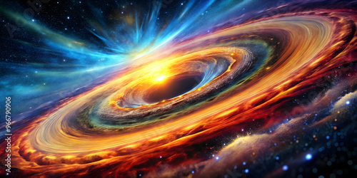 Cosmic Vortex: A swirling, fiery abyss in the vast expanse of space, a mesmerizing digital illustration of a cosmic vortex, evoking awe and wonder. 