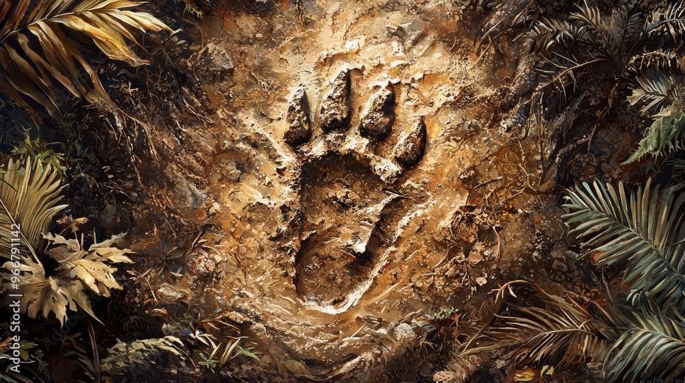 Bear Paw Print in the Jungle