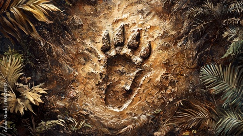 Obraz na płótnie Bear Paw Print in the Jungle w salonie