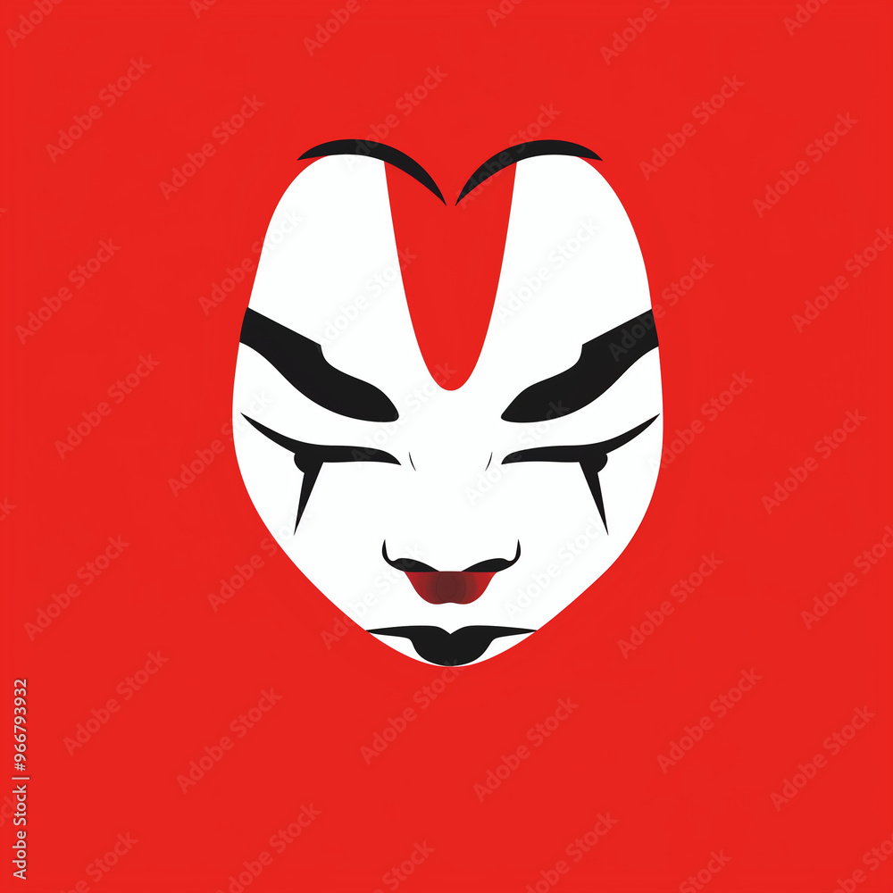 Minimalist Asian Mask with Closed Eyes and Subtle Red Markings
Minimalist Asian Mask with Closed Eyes and Subtle Red Markings