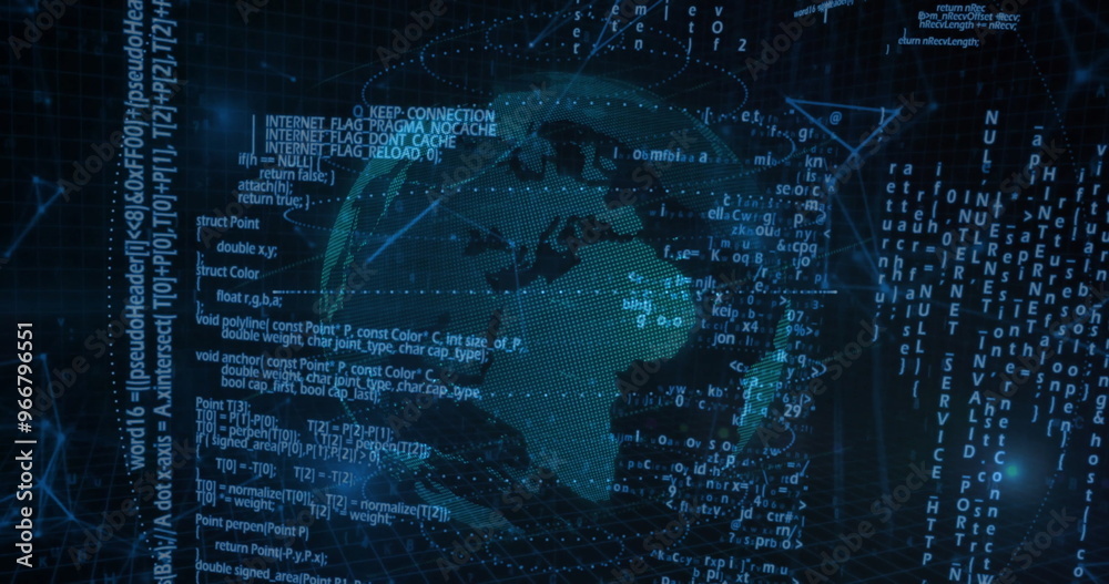 Obraz premium Image of digital data processing over globe