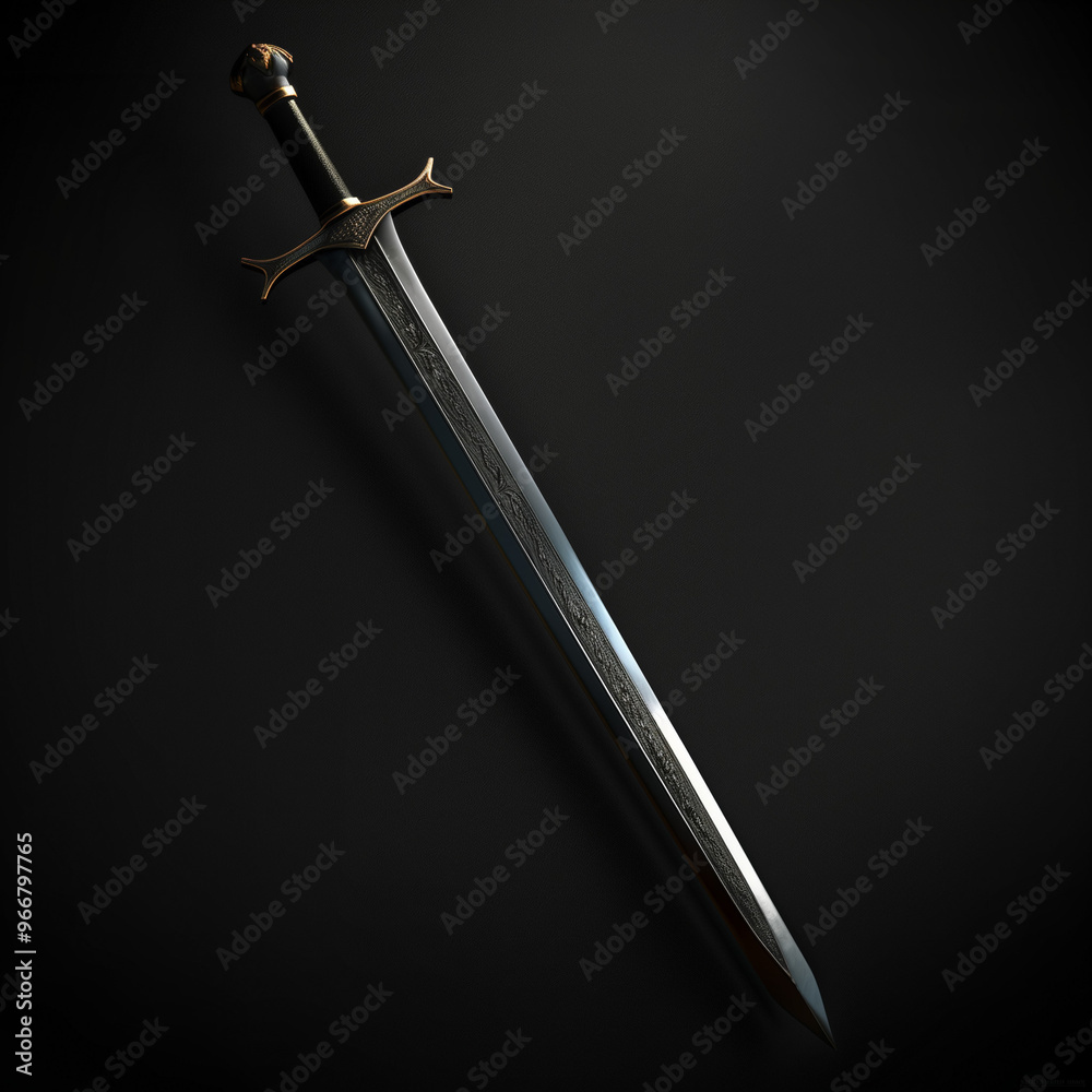 Sword with Golden Hilt and Blade on Dark Background
Sword with Golden Hilt and Blade on Dark Background