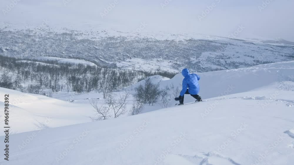 Tourists in winter in the Dovre Mountains in Norway. Snowy panorama Tourists in winter in the Dovre Mountains in Norway. Snowy panorama