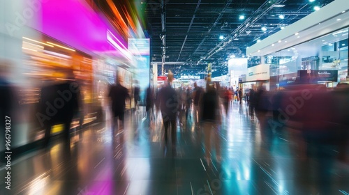 Wallpaper Mural Dynamic trade show floor with motion blur of attendees, highlighting the vibrant energy of industry events Torontodigital.ca
