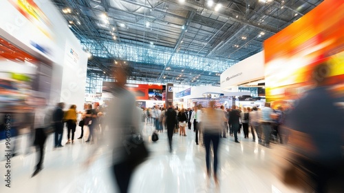 Wallpaper Mural Dynamic trade show floor with motion blur of attendees, highlighting the vibrant energy of industry events Torontodigital.ca