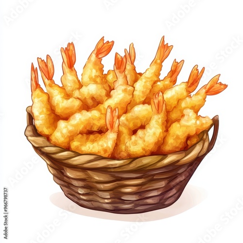 A delicious and crispy shrimp basket, perfect for seafood lovers. Ideal for food photography and culinary presentations. photo