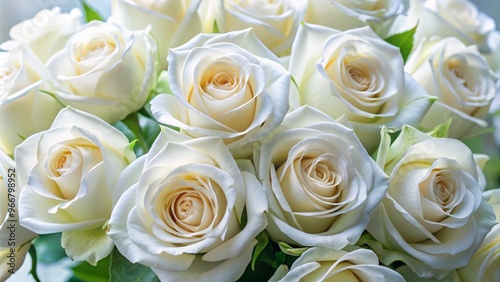 A delicate arrangement of white roses, their soft petals and subtle fragrance suspended in time, a serene and