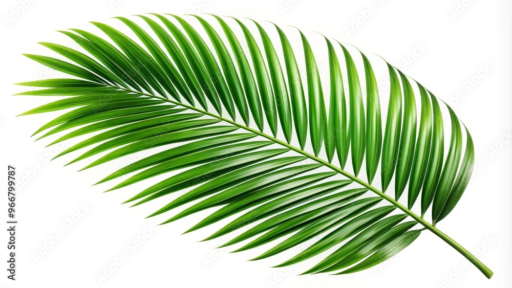 A delicate palm leaf silhouette adorns a crisp white background, with a precise clipping path for easy editing A delicate palm leaf silhouette adorns a crisp white background, with a precise clipping path for easy editing