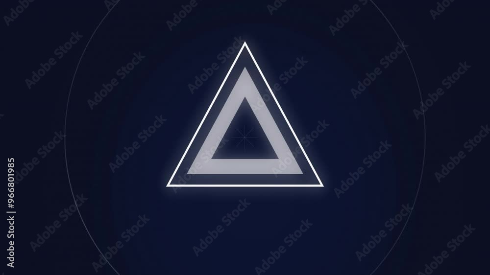 Glowing triangle and circular shapes with animated lines on dark background