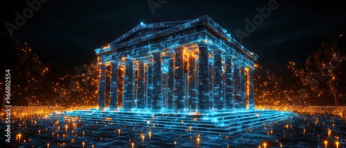 Digital Reconstruction of an Ancient Greek Temple at Night