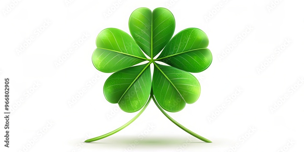 A geometric combination of curved lines and angular shapes forms the clover's leaves, while a slender line serves A geometric combination of curved lines and angular shapes forms the clover's leaves, while a slender line serves