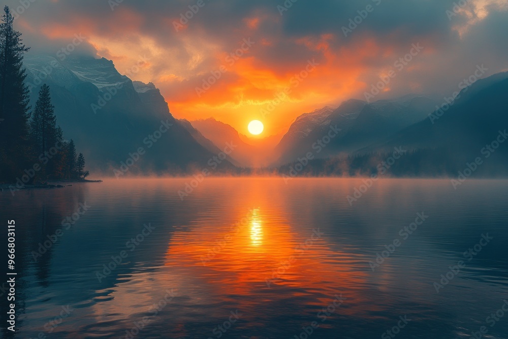 Sunrise over Mountain Lake Sunrise over Mountain Lake