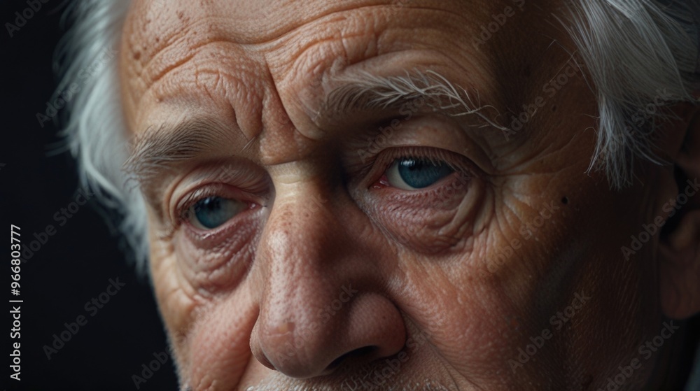Close-up side of elderly American man suffering from dementia Alzheimer Close-up side of elderly American man suffering from dementia Alzheimer