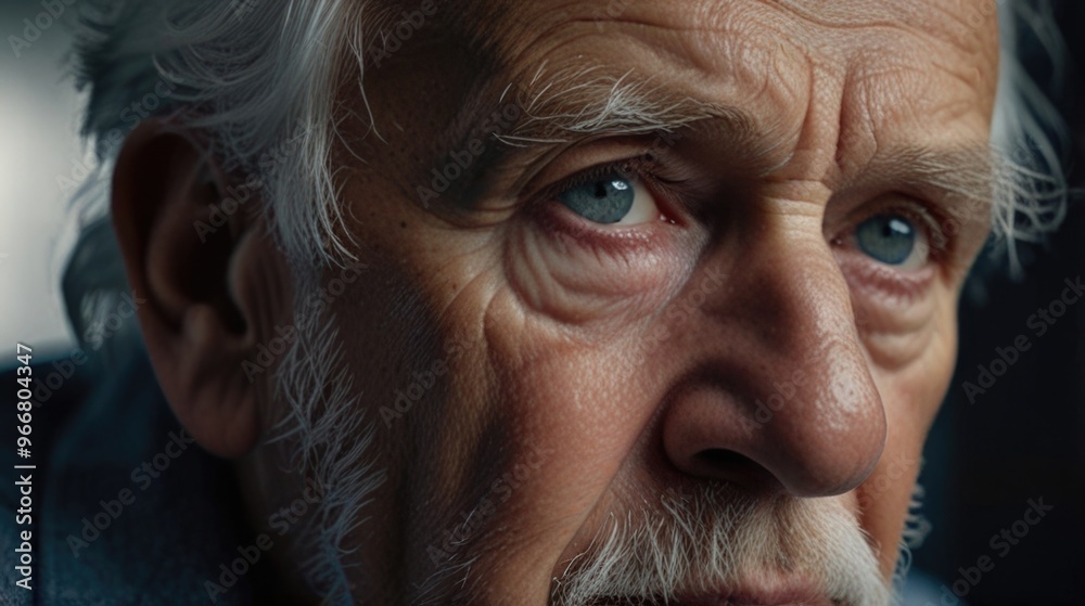 Close-up side of elderly American man suffering from dementia Alzheimer Close-up side of elderly American man suffering from dementia Alzheimer
