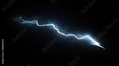 A sharp, zigzagging lightning bolt with a glowing effect, set against a solid black background.