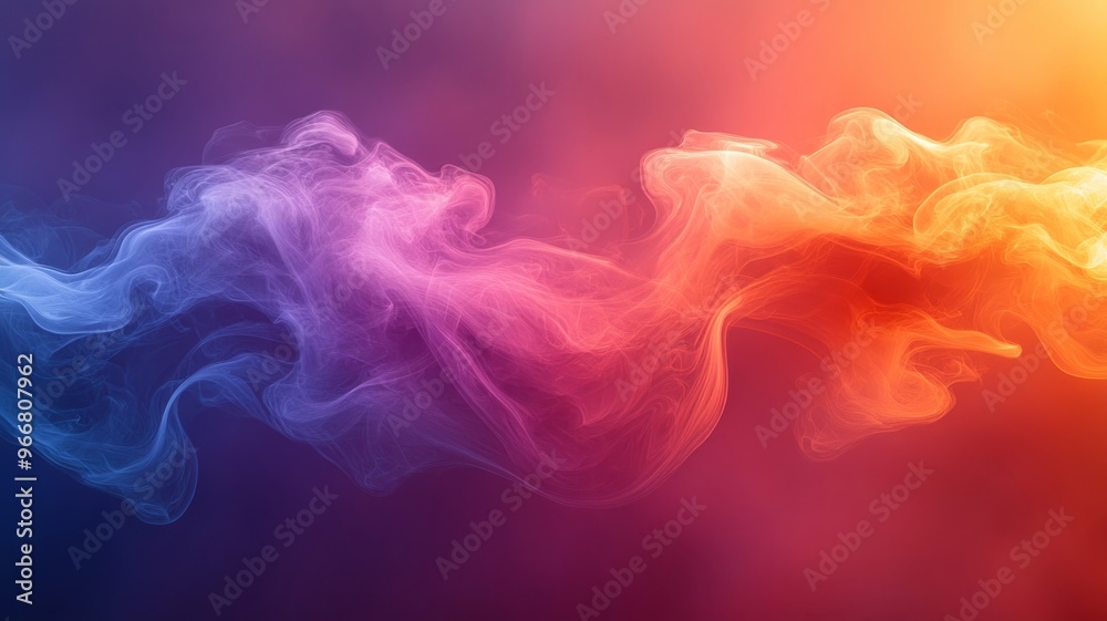 Colorful swirling smoke against gradient background Colorful swirling smoke against gradient background