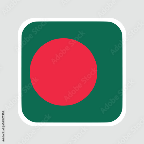 The flag of bangladesh. Flag icon. Standard color. flat vector square with rounded corners Computer illustration. Digital illustration. Vector illustration.