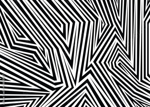 Abstract zebra striped pattern. Black and white vector pattern background