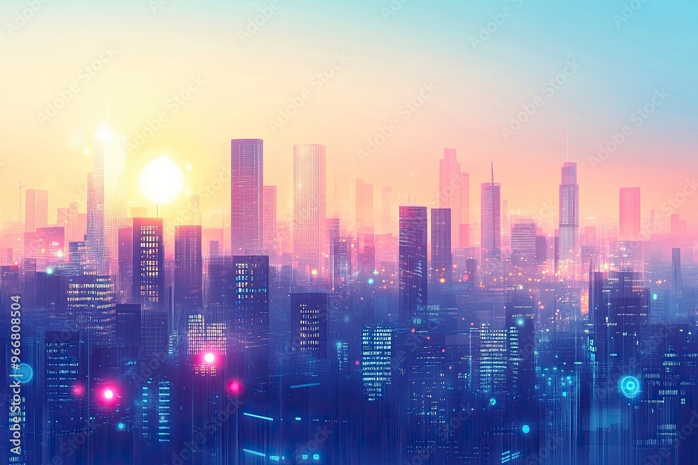 Modern city and wireless communication network concept. Smart city. Digital transformation. Vertical visual for advertisements and banners, ai Modern city and wireless communication network concept. Smart city. Digital transformation. Vertical visual for advertisements and banners, ai