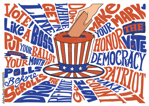 US America presidential election vote hand lettering. Vector illustrative lettering