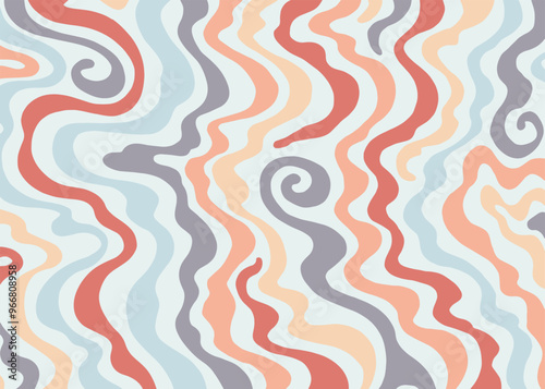 Abstract wavy swirl pattern. Retro vector pattern background