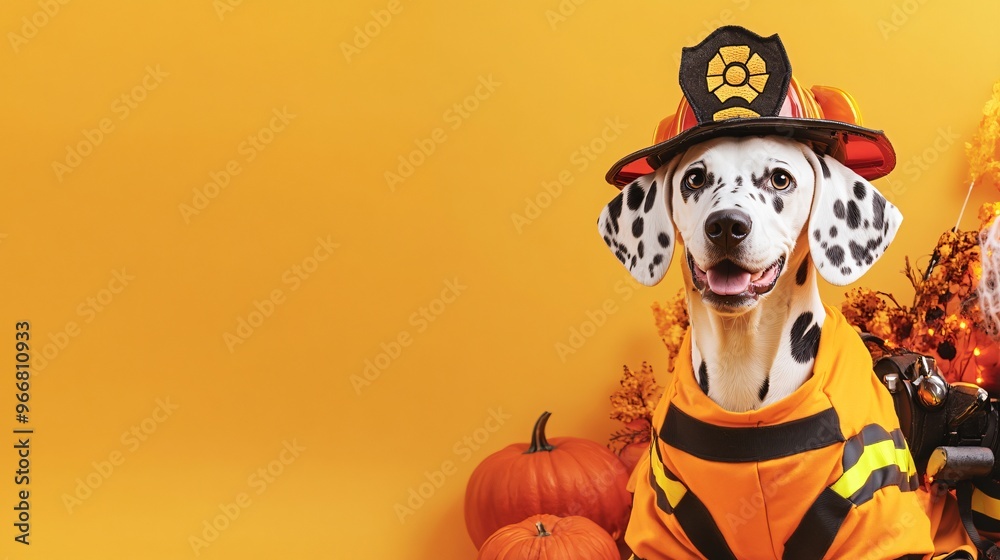 custom made wallpaper toronto digitalDalmatian Dog Dressed as a Firefighter for Halloween.