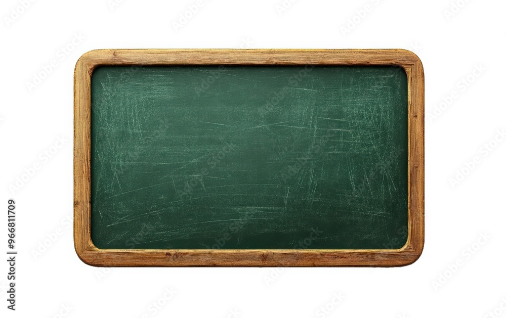 Photo of a green chalkboard mockup with rounded edges and a smooth wooden frame, isolated on a white background, no shadow, suitable for modern or playful designs Photo of a green chalkboard mockup with rounded edges and a smooth wooden frame, isolated on a white background, no shadow, suitable for modern or playful designs