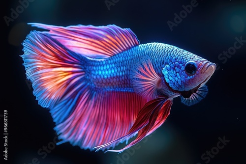 Betta Fish with Flowing Fins