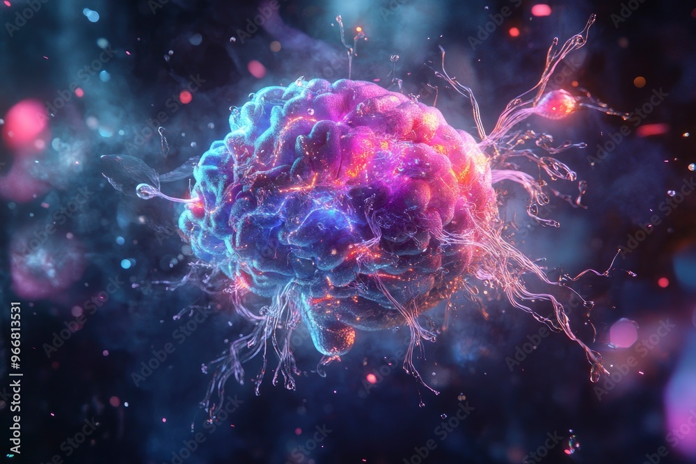 Brain connections, digital 3d artwork illustration with generative ai Brain connections, digital 3d artwork illustration with generative ai