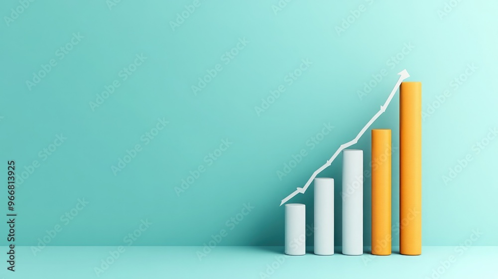 A dynamic growth chart featuring bars in ascending order, symbolizing success and progress against a teal background. A dynamic growth chart featuring bars in ascending order, symbolizing success and progress against a teal background.