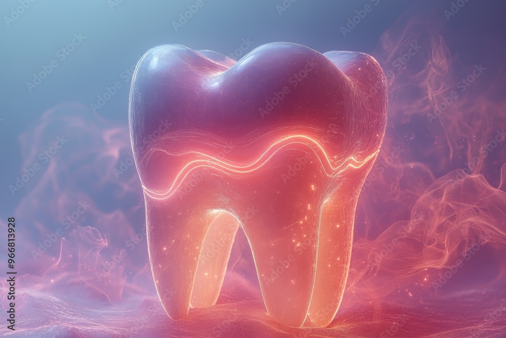 Abstract Minimal Design of Tooth with Heat or Cold Wave Symbol for Sensitivity Abstract Minimal Design of Tooth with Heat or Cold Wave Symbol for Sensitivity