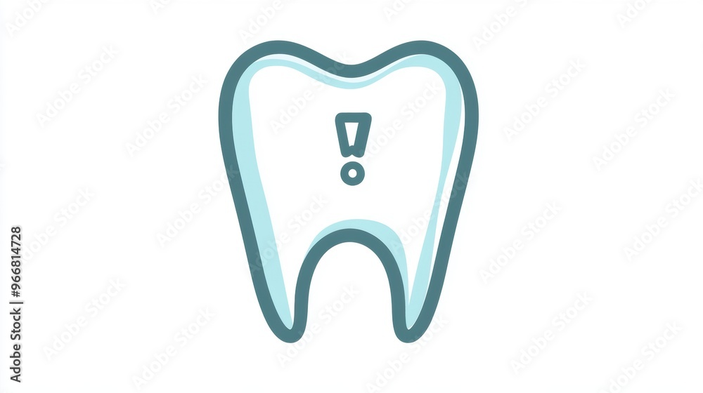 Tooth Icon with Light Blue Outline and Exclamation Mark for Sensitivity Tooth Icon with Light Blue Outline and Exclamation Mark for Sensitivity