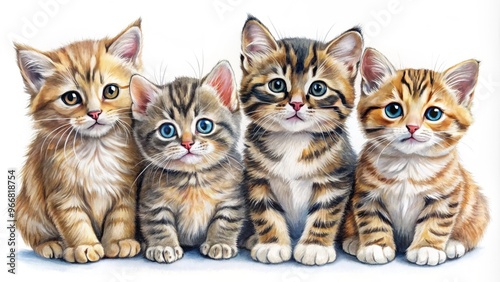 Cute and colorful, these illustrated kittens bring joy to the forefront, their sweet faces and antics sure to