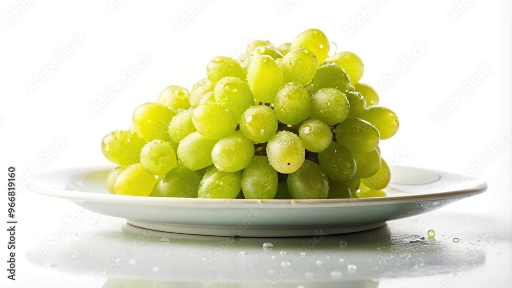 plate of Shine Muscat grapes with water droplets plate of Shine Muscat grapes with water droplets