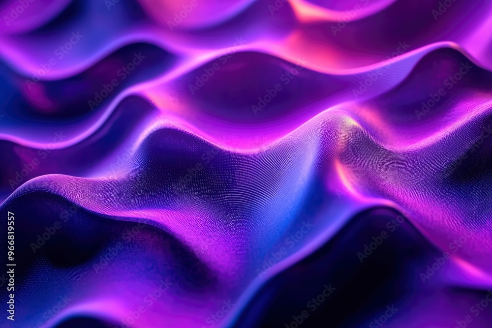 Obraz premium Abstract waves shape glowing in ultraviolet spectrum. Background for banner, backdrop or texture for 3D mapping , ai