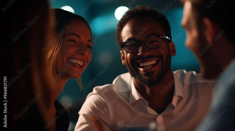 Smiling business people in a group have fun while working together in the meeting room Smiling business people in a group have fun while working together in the meeting room