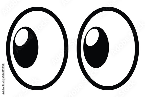 Eyes looking to one side. Sideways glance vector icon. Two eyes emoji. Cartoon eyes looking right, flip and they look left. photo