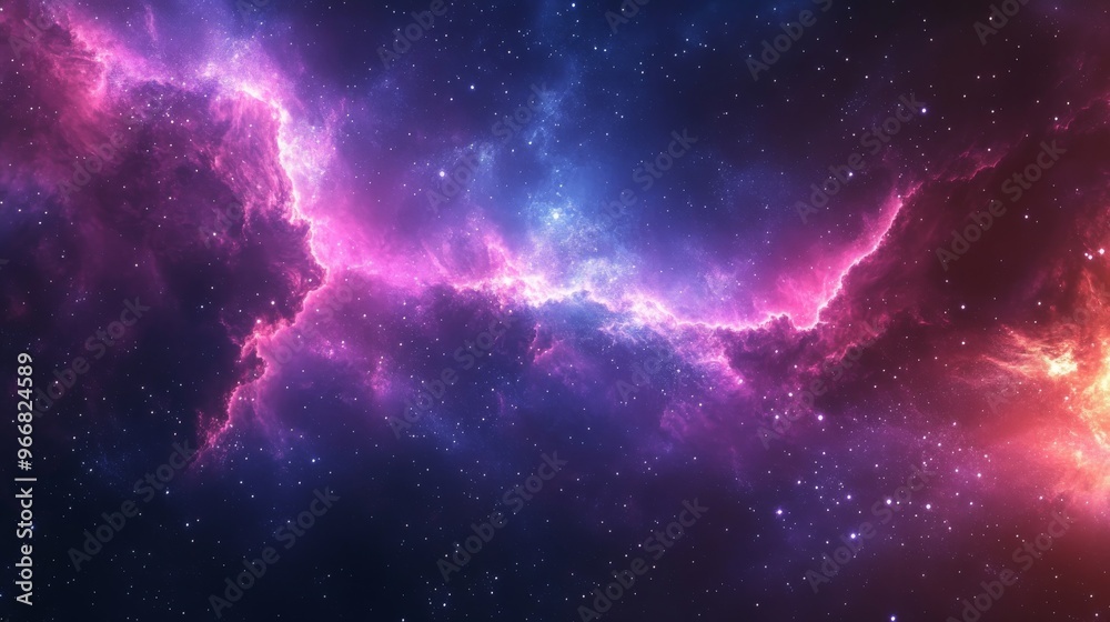 Cosmic Nebula with Stars and Galactic Clouds
