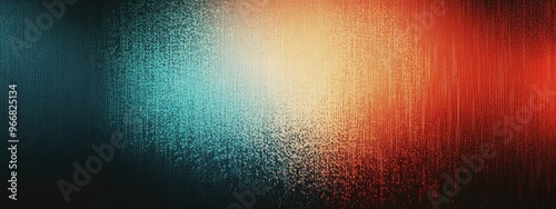 An abstract gradient background blending warm earthy tones of orange and red with deep cool shades of blue and teal, textured like vintage distressed film or weathered canvas, hyperrealistic, highly photo