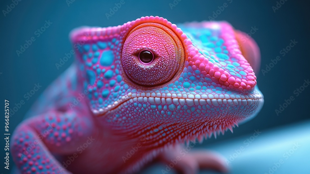 Obraz premium Close-Up of a Pink Chameleon with Blue Spots