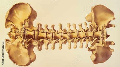 Anatomy of Spine Vertebrae: Understanding Support for Bending and Movement in Medical Illustration photo