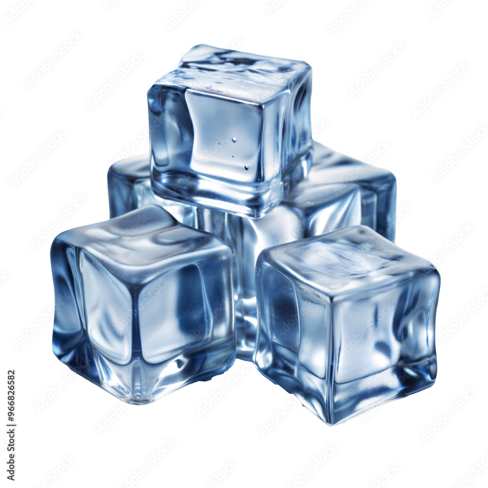 ice cubes cut out. isolated on transparent background. Copy space.